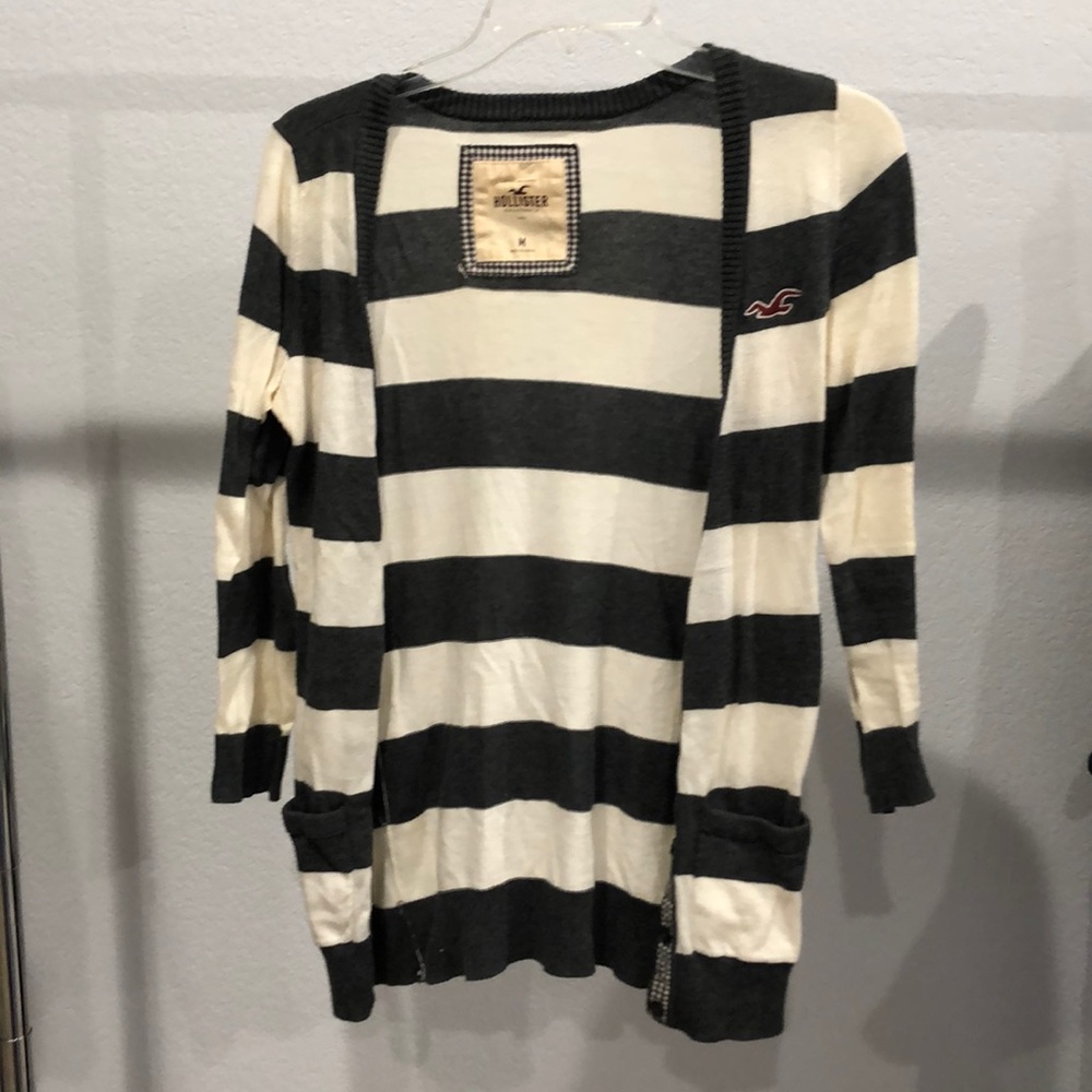 Hollister creme grey 3/4 sleeve cardigan